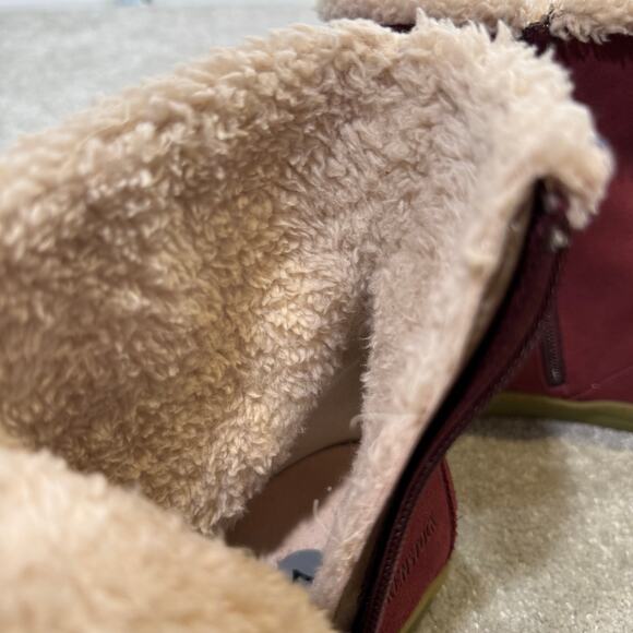 Birkenstock EUC Lille Suede Fleece Lined Boots Red Zip Up Womens 7 EU 38 Winter - Picture 9 of 15